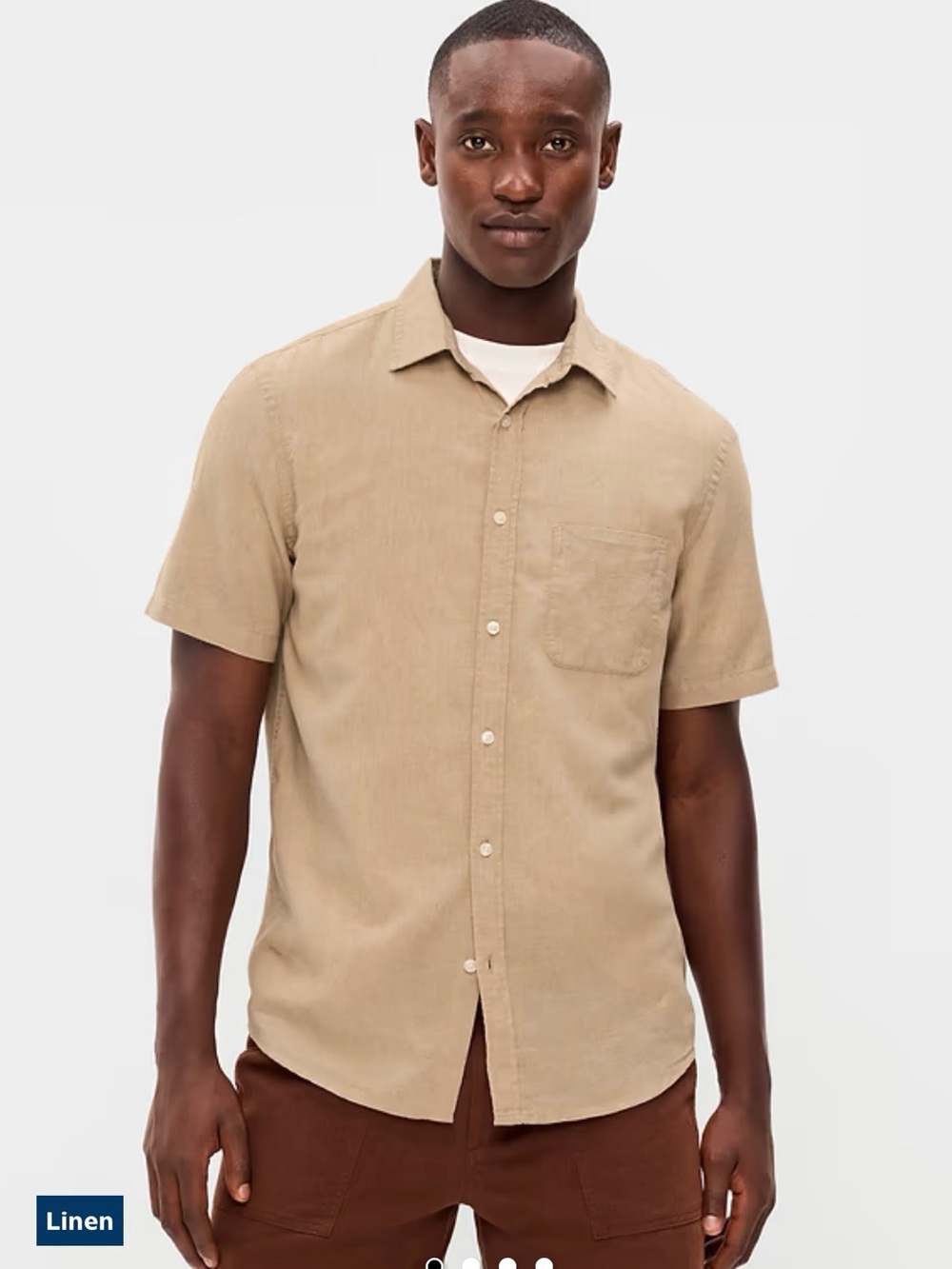 Old Navy Men’s Classic Fit Everyday Linen Blend Shirt 4XL XXXXL Tan BNIP